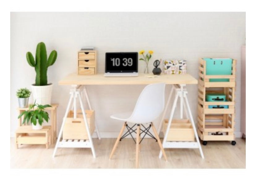 Taburete / Escalera de Madera Natural - “Arti”