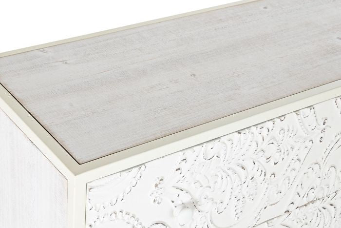 Cómoda Blanca de Madera Tallada - “Mandala”