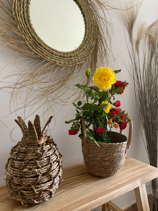 Espejo de Esparto con Hilos Exótico - "AFRIKA" Ø54cm