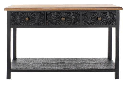 Consola Negra de Madera Tallada - "Aly"