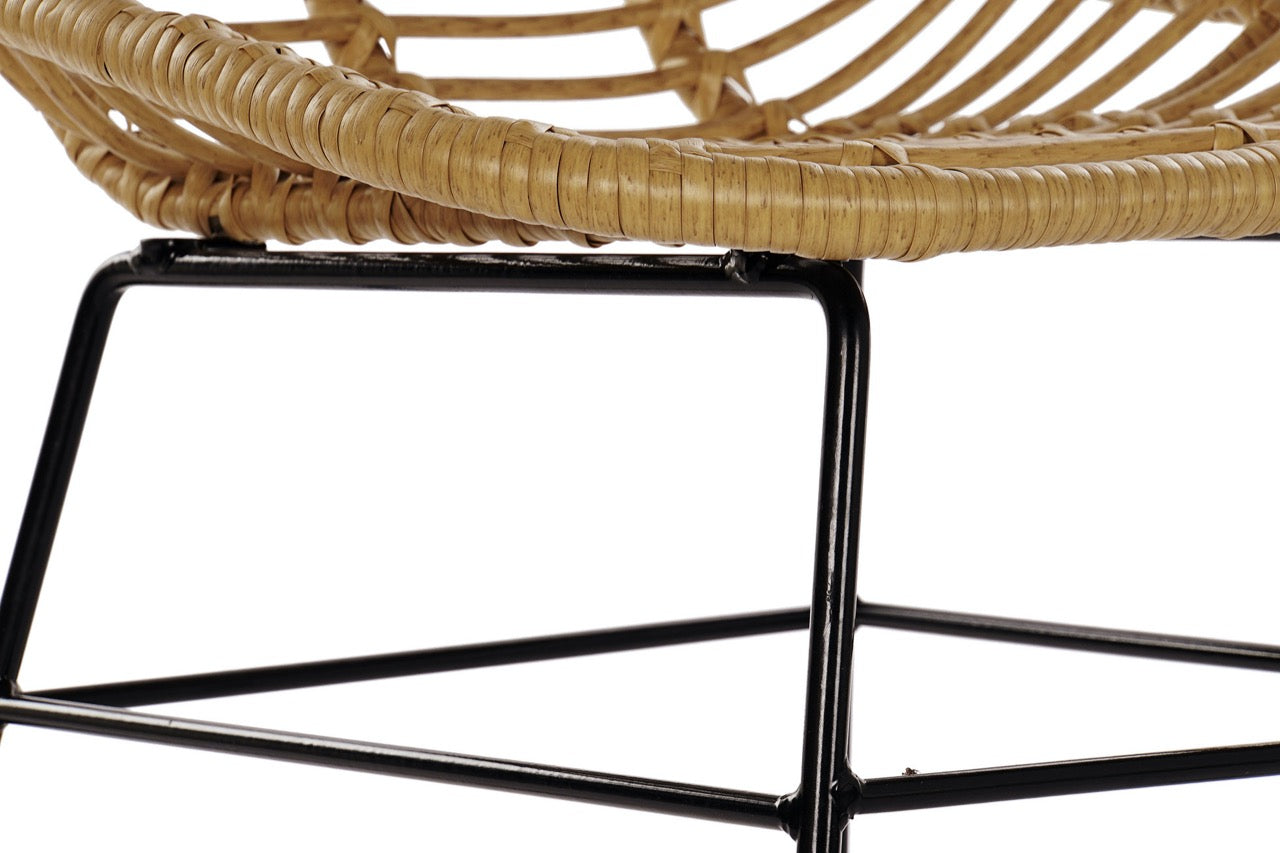 Silla de Ratán con Patas Negras - "OVAL"