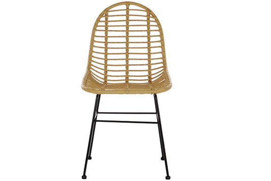 Silla de Ratán con Patas Negras - "OVAL"