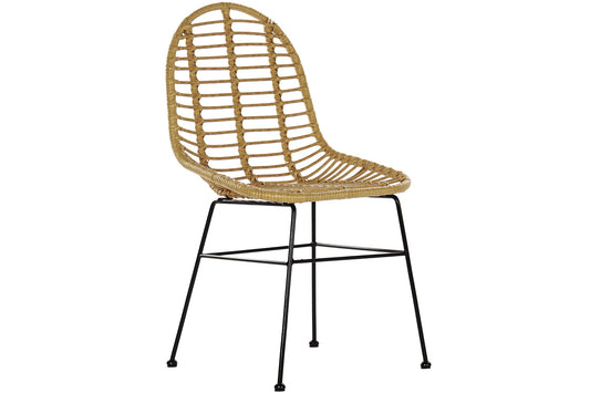 Silla de Ratán con Patas Negras - "OVAL"