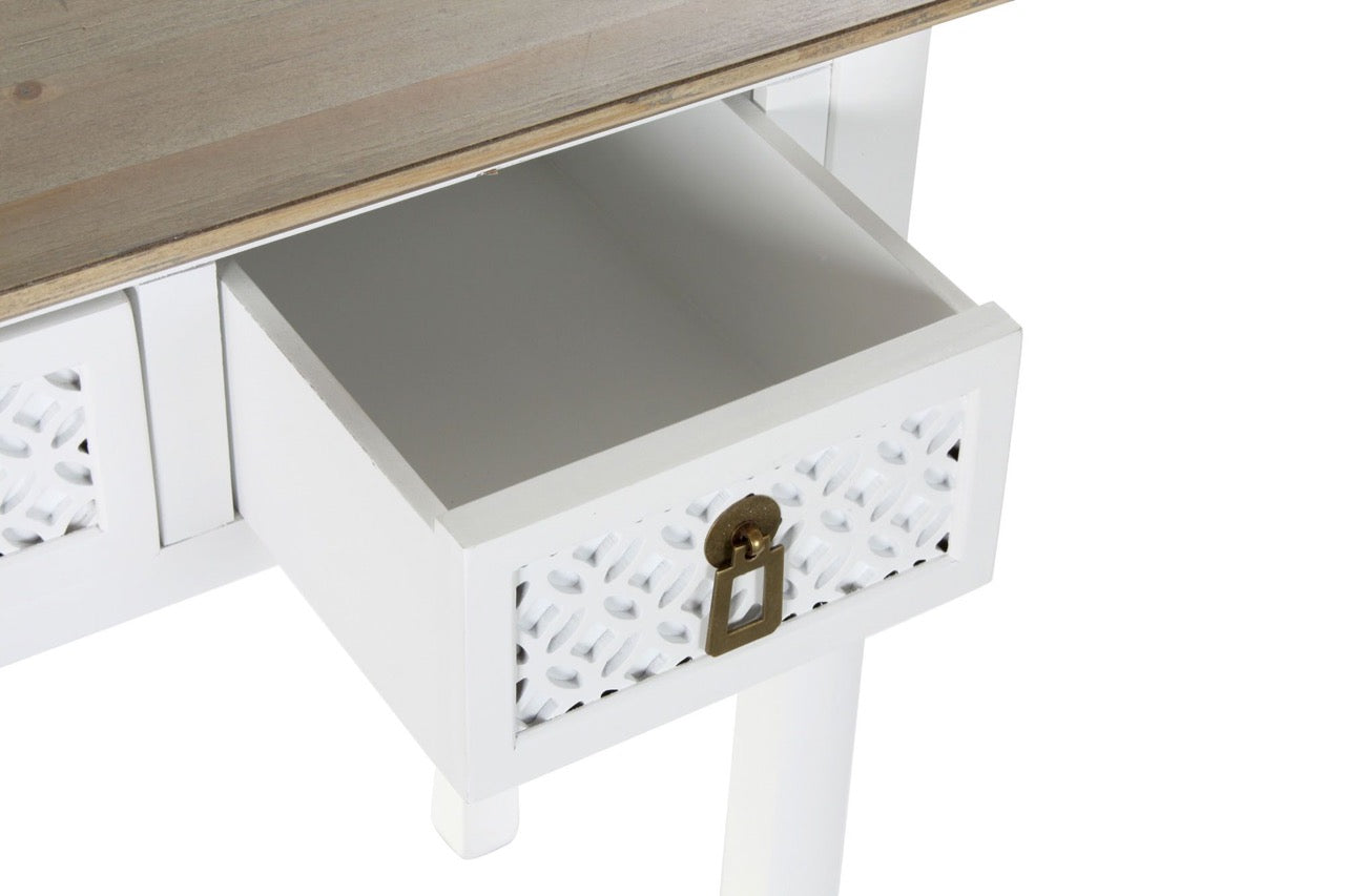 Consola Blanca de Madera Tallada - "Alba"