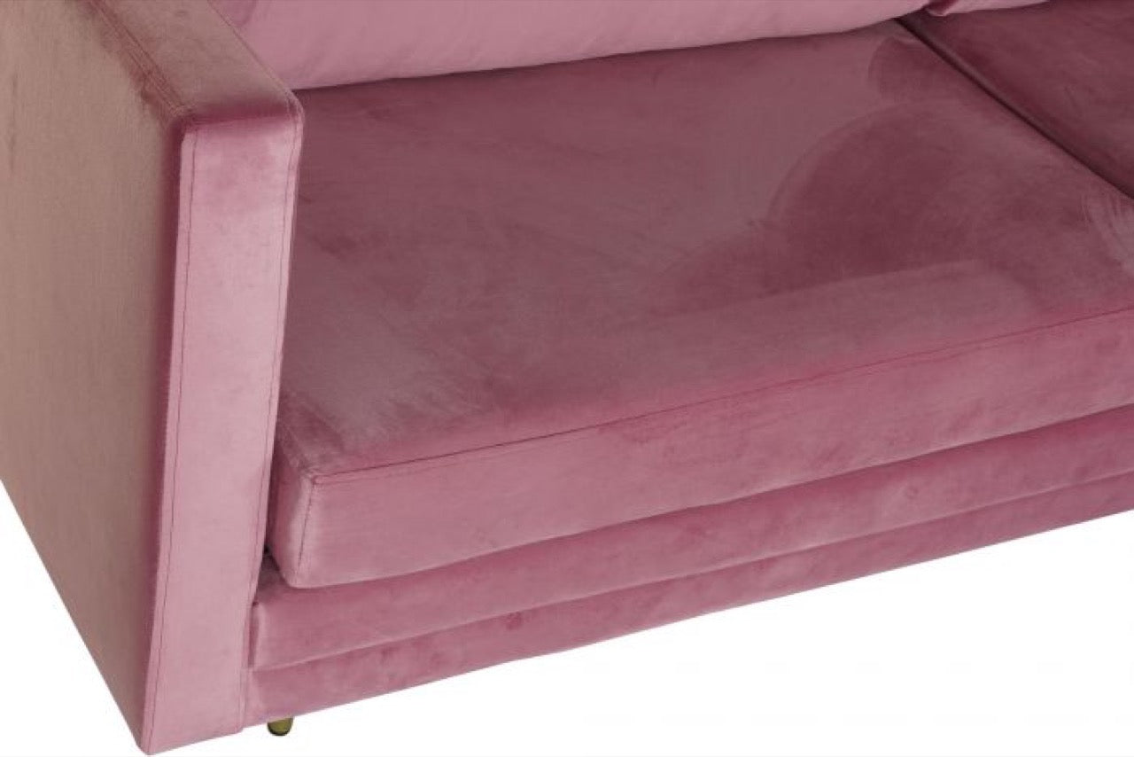 Sofá de Terciopelo Rosa 3 Plazas - "Chic"