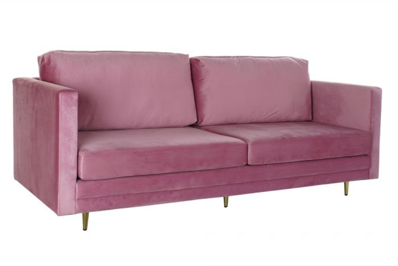 Sofá de Terciopelo Rosa 3 Plazas - "Chic"