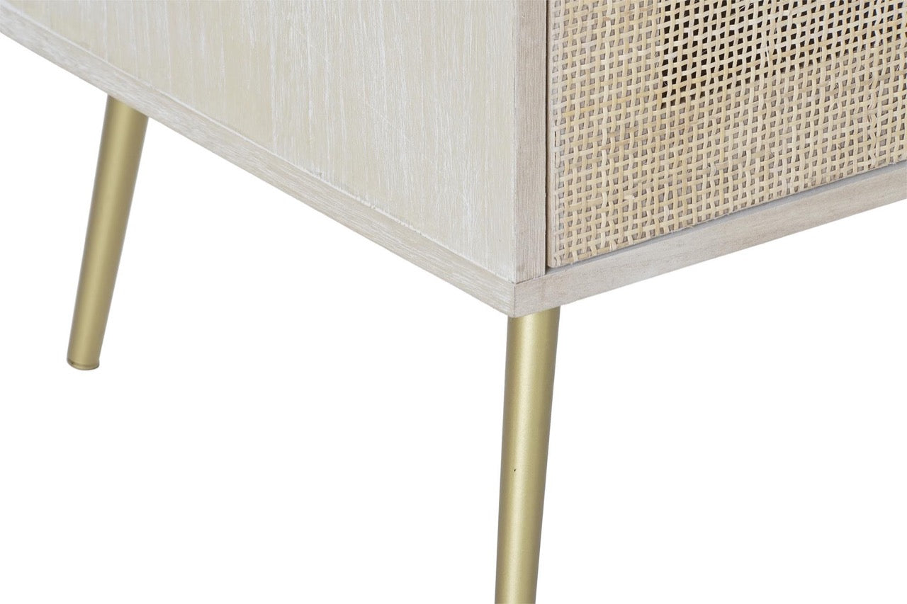 Mueble de Madera de Rejilla y Ratán Dorado - "Trento"