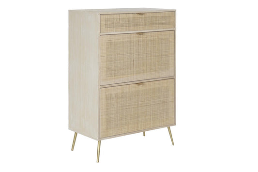 Mueble de Madera de Rejilla y Ratán Dorado - "Trento"