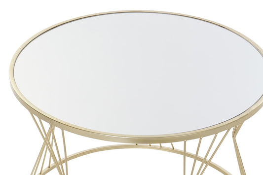 Mesitas Auxiliares Redondas Metal y Espejo - S/2 - "GLAM"