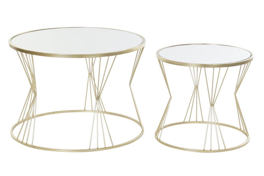 Mesitas Auxiliares Redondas Metal y Espejo - S/2 - "GLAM"