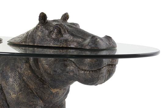 Mesa Auxiliar de Cristal - "Hipopótamo Cobre"