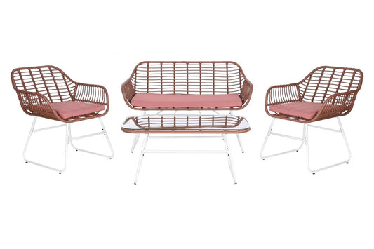 Conjunto de Jardín y Terraza de Ratán Terracota - “LOVE”