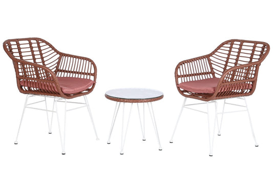 Conjunto de Terraza de Ratán Terracota - “LOVE”