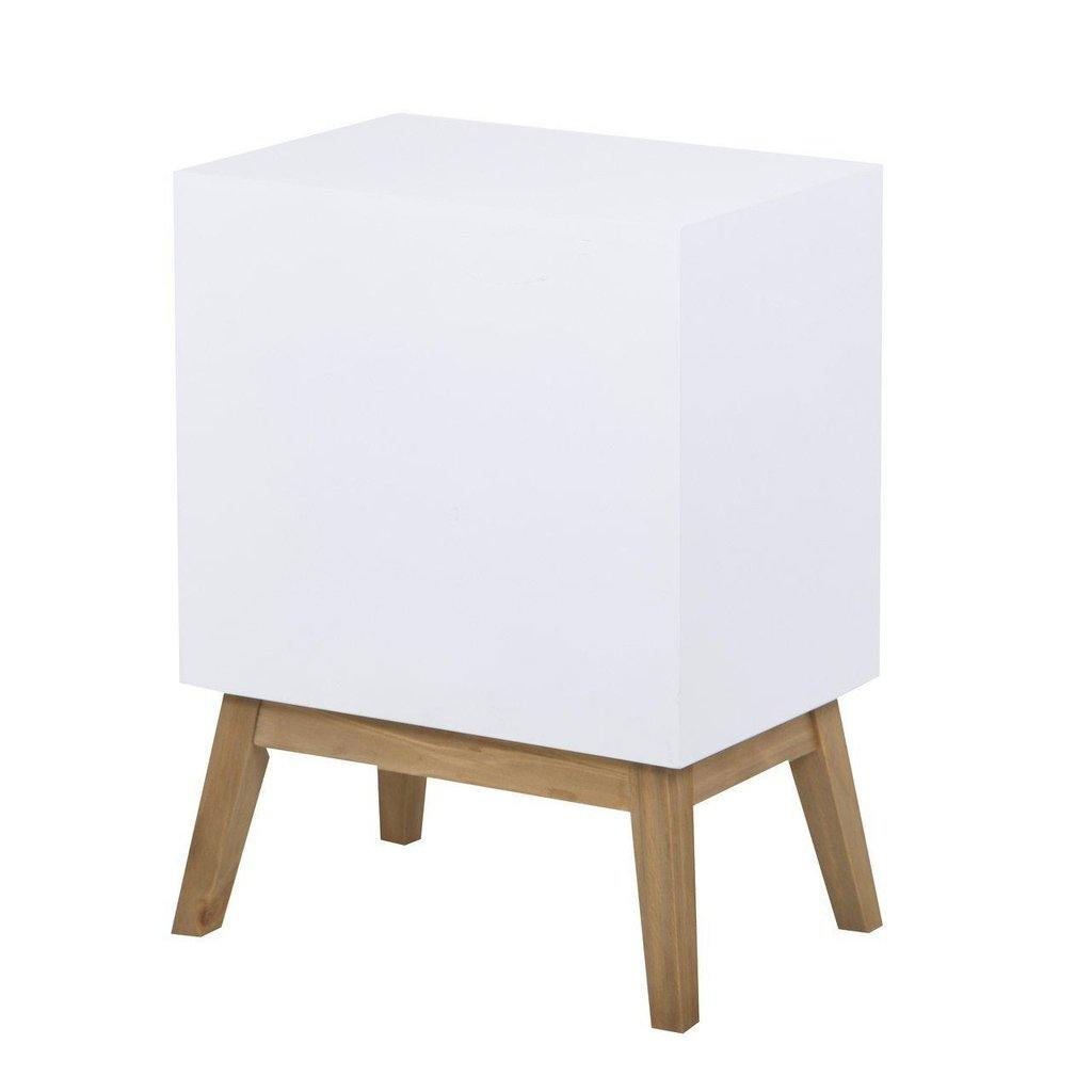 Mesita de Noche de Madera Tallada Hoja Tropical - Albina-ivvidek