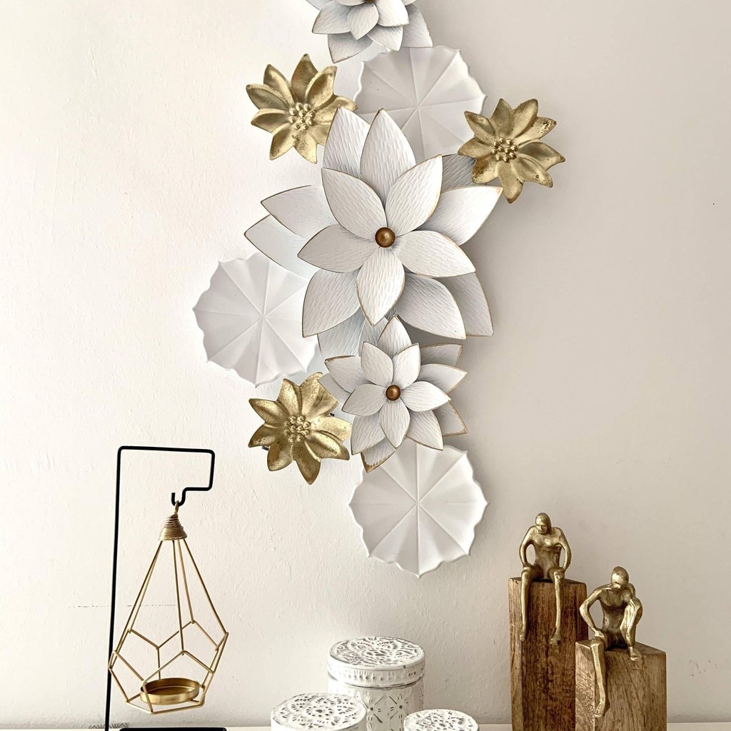 Mural Decorativo Blanco "Flores Folk" - 80x42cm-ivvidek