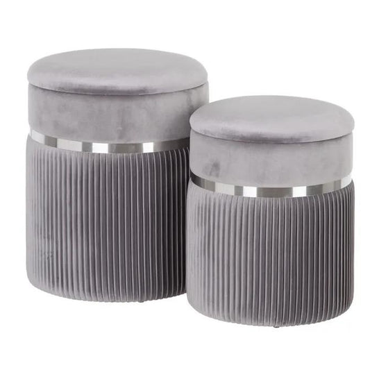 Puff de Terciopelo con Tapa en “Gris” - S/2-ivvidek