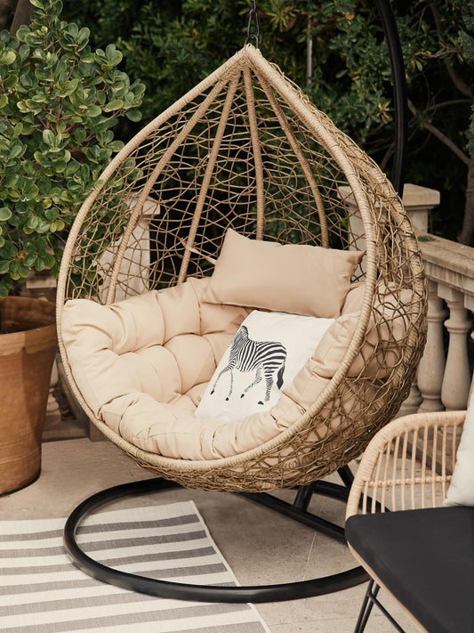 Sillón Balancín de Mimbre y Metal - "Natural"