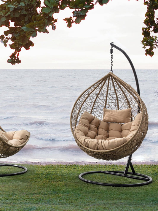 Sillón Balancín de Mimbre y Metal - "Natural"