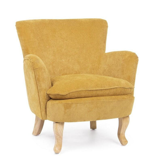 Sillón Mostaza de Madera efecto Pana - “Chenille”-ivvidek
