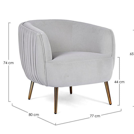 Sillón de Terciopelo Gris Pastel - “Linsay”-ivvidek