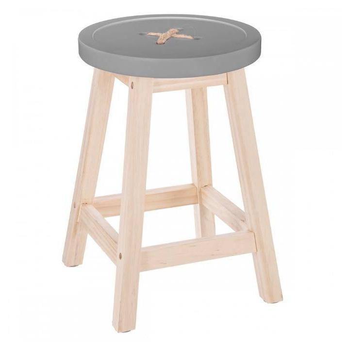 Taburete de Madera “BOTÓN” Gris - 30 x 45cm-ivvidek
