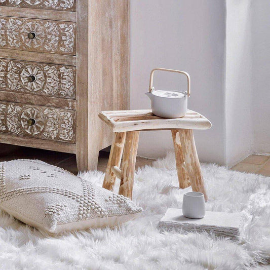 Taburete de Madera Natural Woody - 34 x 24 x 32cm-ivvidek