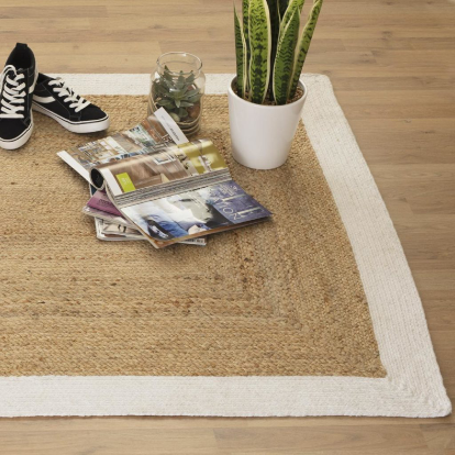 Alfombra de Yute con Borde Blanco - 120x170cm-ivvidek