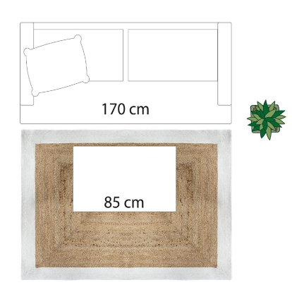Alfombra de Yute con Borde Blanco - 120x170cm-ivvidek