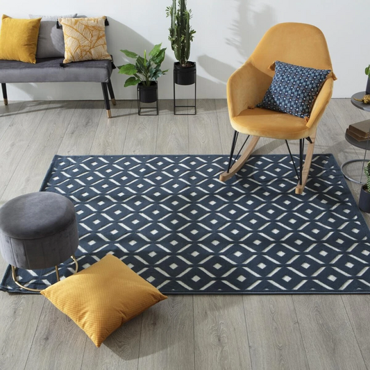 Alfombra Geométrica Azúl - 230x160cm-ivvidek
