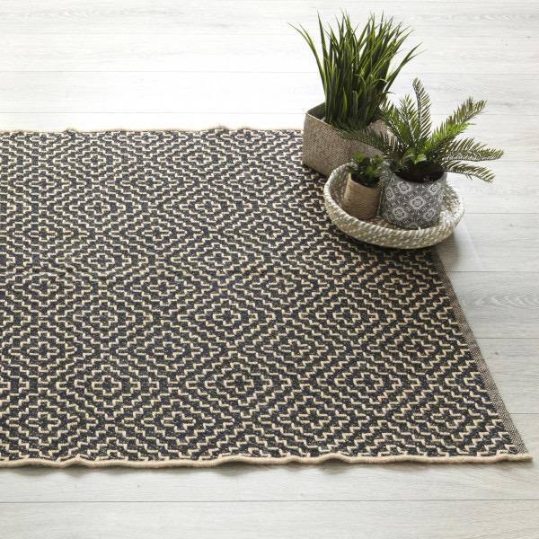 Alfombra Negra de Yute Natural - 120x170cm-ivvidek