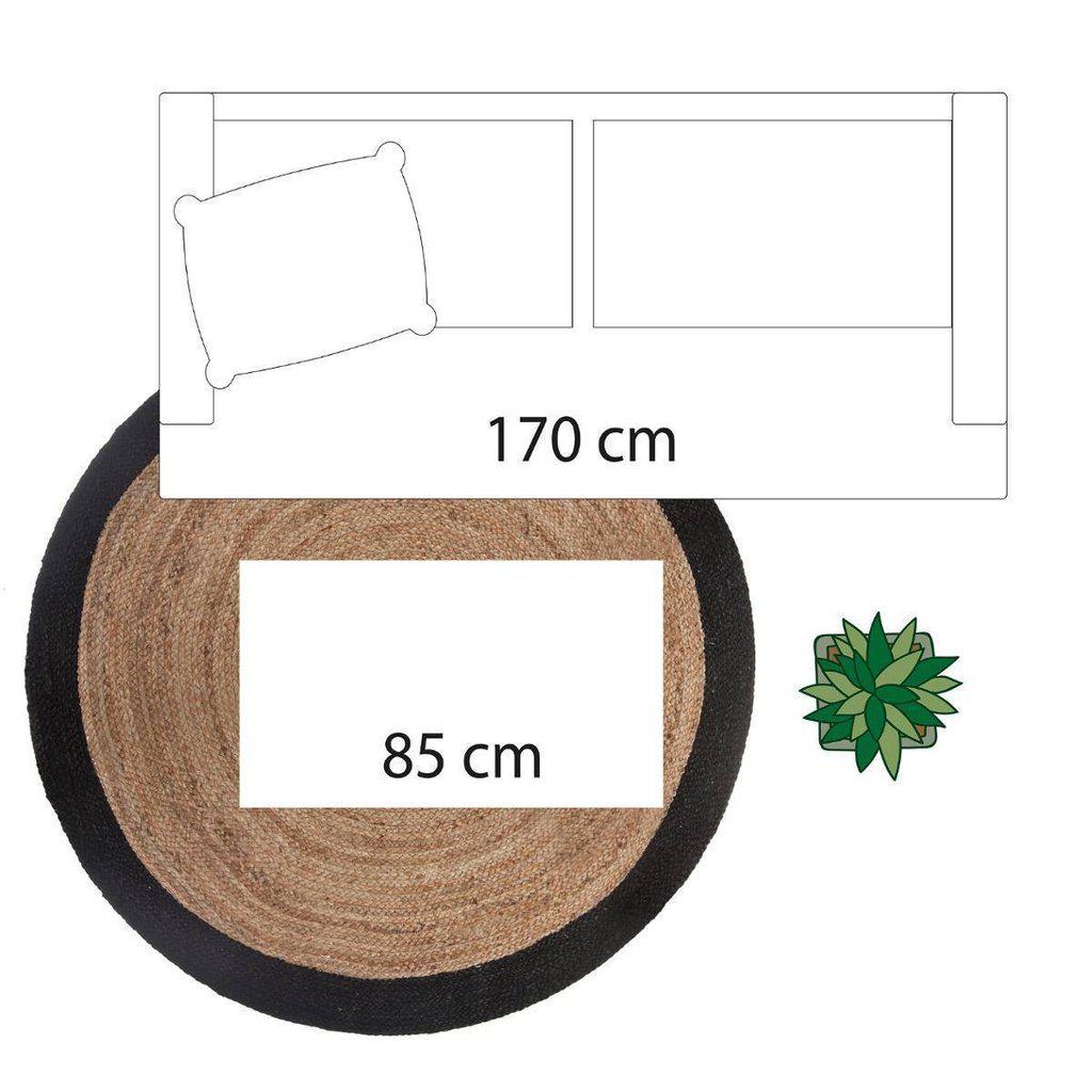 Alfombra Redonda Borde Negro - Yute Ø120cm-ivvidek