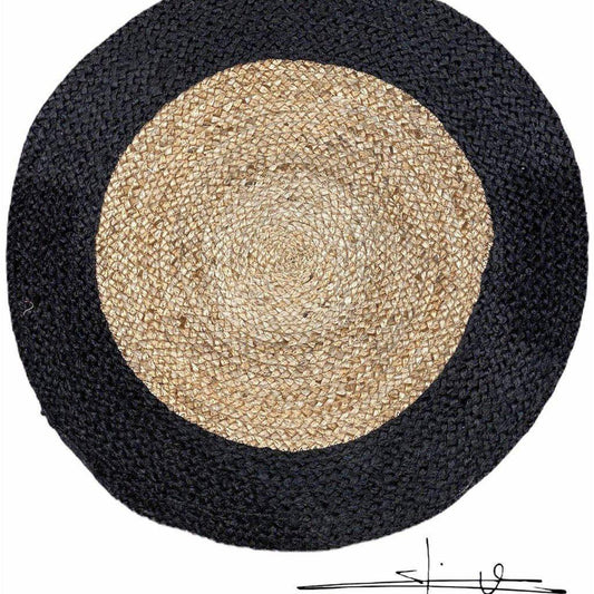 Alfombra Redonda Yute Natural con Borde Negro - Ø60cm-ivvidek