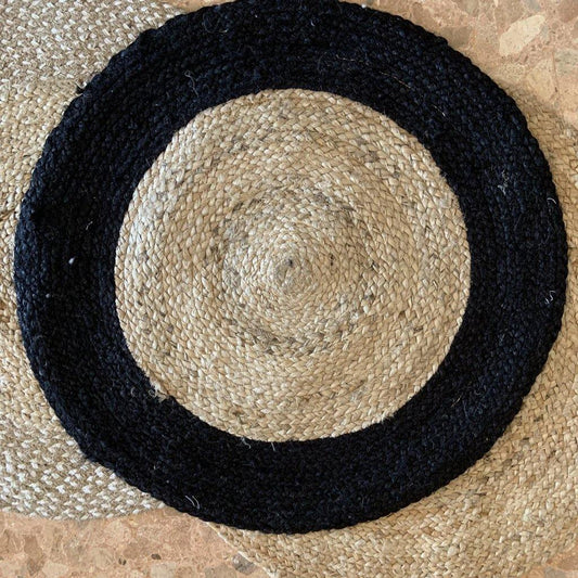 Alfombra Redonda Yute Natural con Borde Negro - Ø60cm-ivvidek