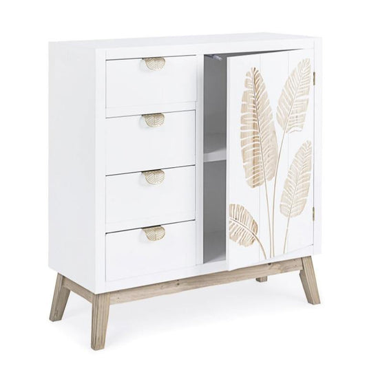 Aparador de Madera Tallada Hojas "Albina" - 75 x 30 x 80cm-ivvidek