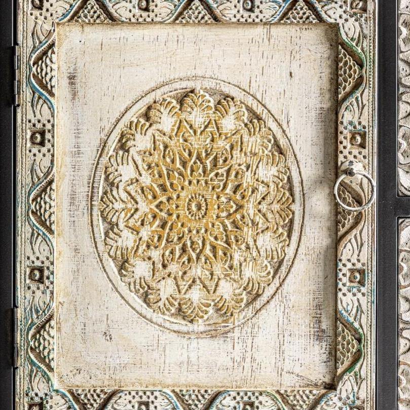 Aparador de Madera Tallada "Jaipur" - 120 x 40 x 90cm-ivvidek