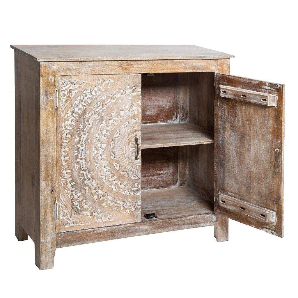 Aparador Tallado de Madera de Mango "Shirel” - 90x40x90cm-ivvidek