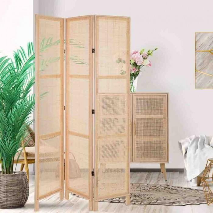 Armario de Madera Rejilla y Ratán "Trento" - 80x37x101cm-ivvidek