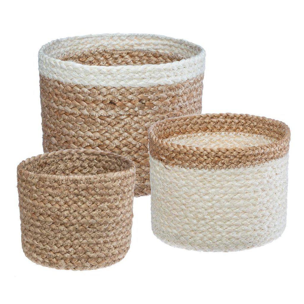 Cestas de Yute - Natural / Blanca (set 3 ud)-ivvidek