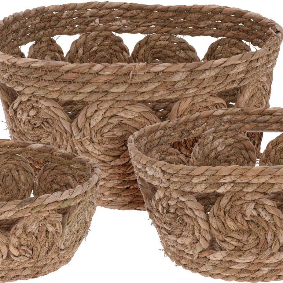 Cestas de Yute Natural con Círculos - S/3-ivvidek