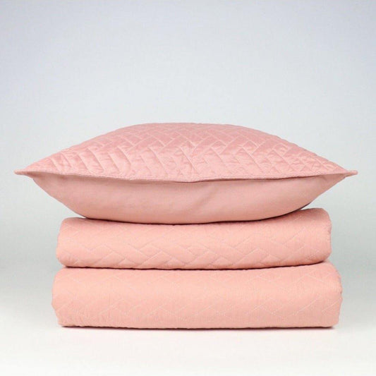 Colcha "LYON" con 2 Almohadones Rosa - 250 X 270CM-ivvidek