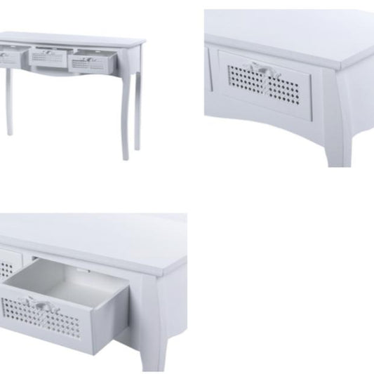 Consola de Madera Blanca 3 Cajones - 109,5 x 35 x 78cm-ivvidek