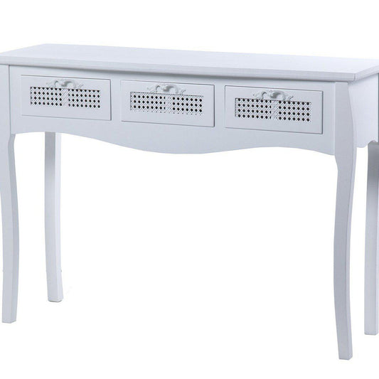Consola de Madera Blanca 3 Cajones - 109,5 x 35 x 78cm-ivvidek