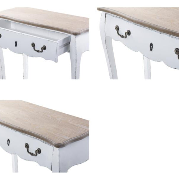 Consola de Madera Blanco Envejecido - 90 x 35 x 75cm-ivvidek