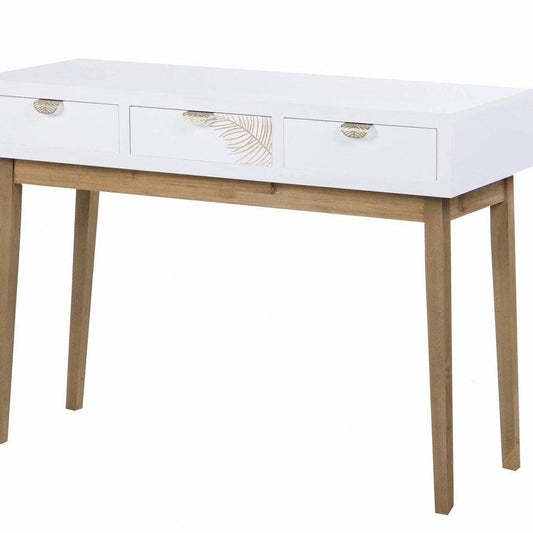 Consola Madera Tallada Hoja "Albina" - 110 x 40 x 78cm-ivvidek