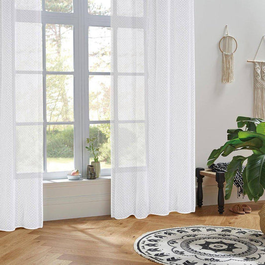 Cortina Visillo con Pompones Blanca - 140x260cm-ivvidek