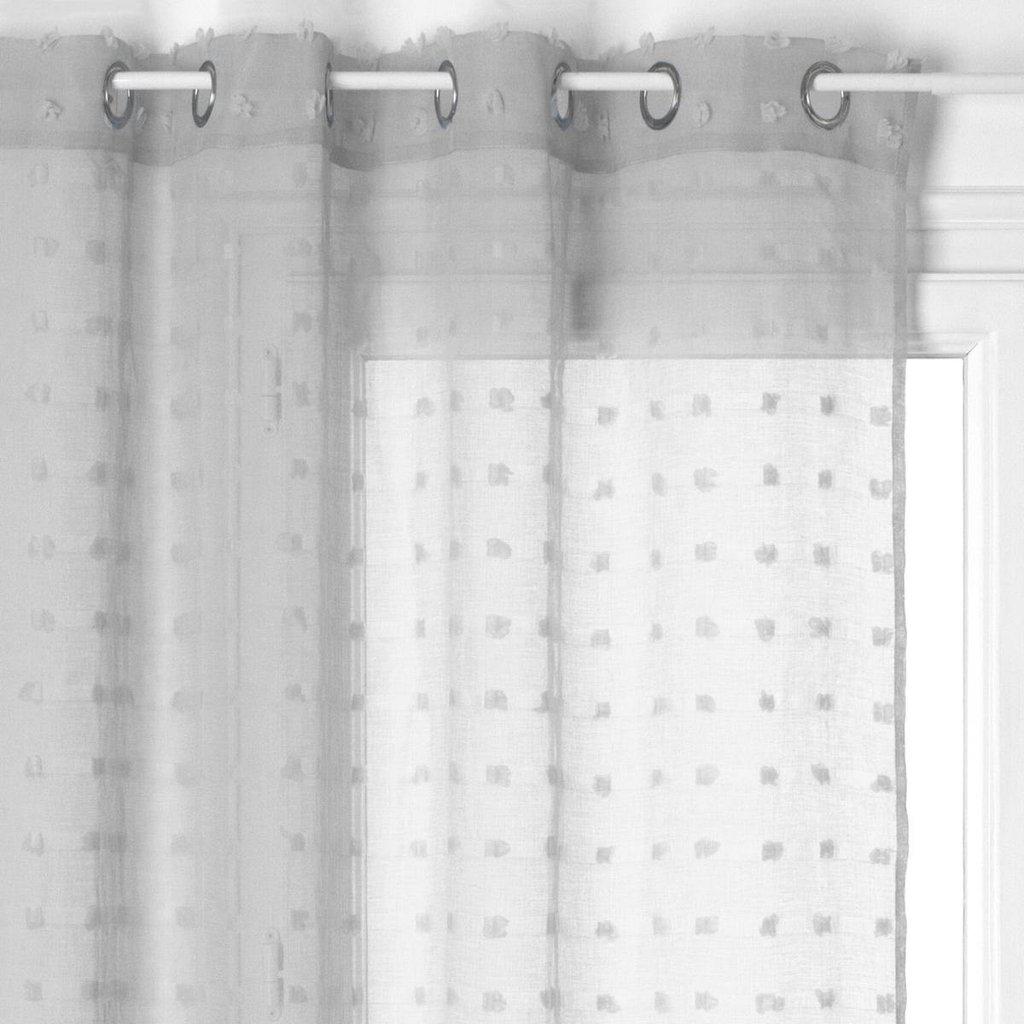 Cortina Visillo con Pompones Gris - 140x240cm-ivvidek