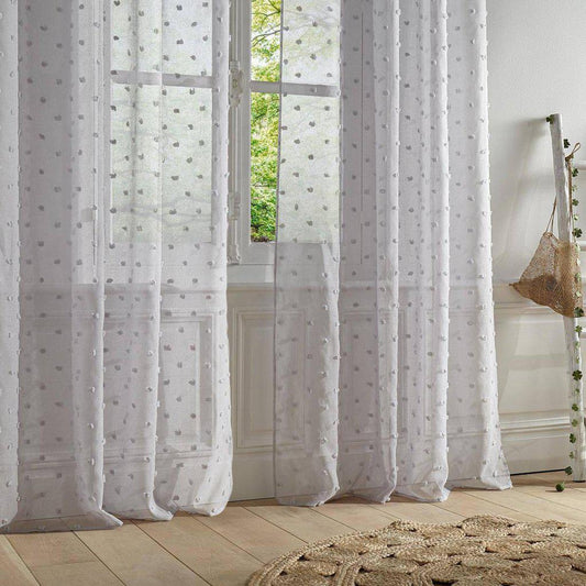 Cortina Visillo con Pompones Gris - 140x240cm-ivvidek