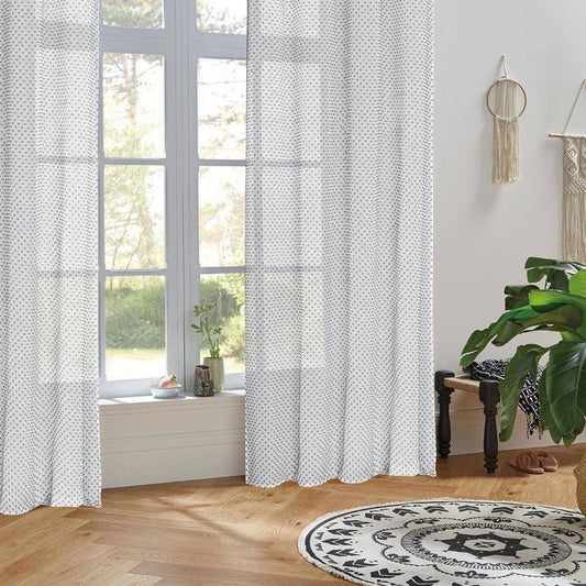 Cortina Visillo con Pompones Gris - 140x260cm-ivvidek