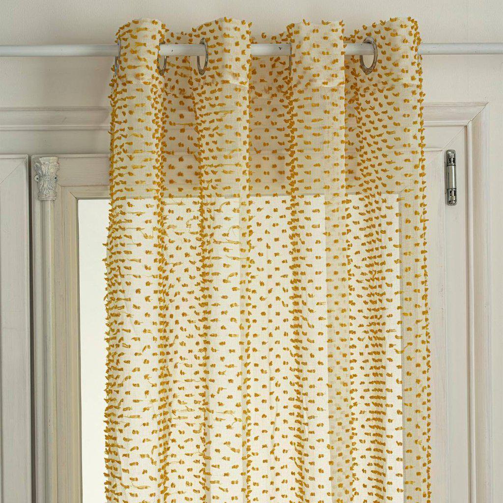Cortina Visillo con Pompones Mostaza - 140x260cm-ivvidek