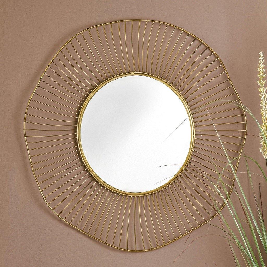 Espejo de Metal Dorado - Ondulado Ø60cm-ivvidek